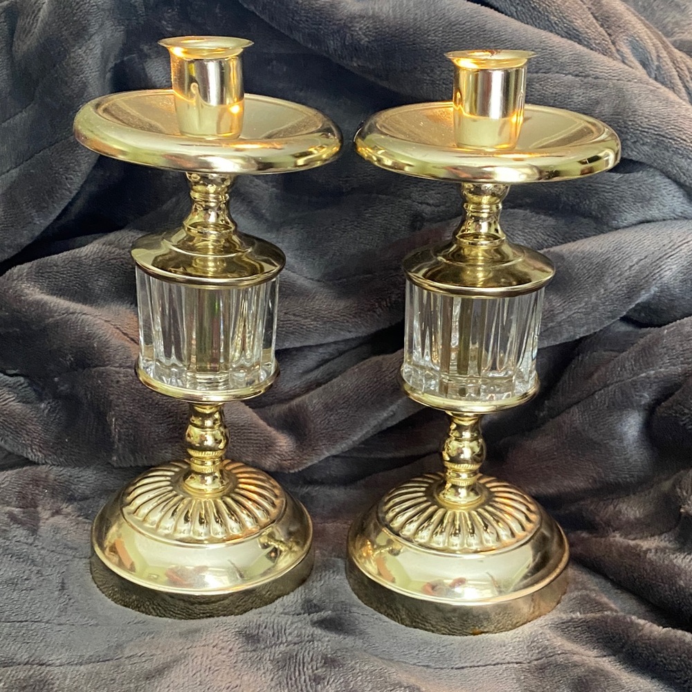 Elegant Gold and Glass Candle Holders